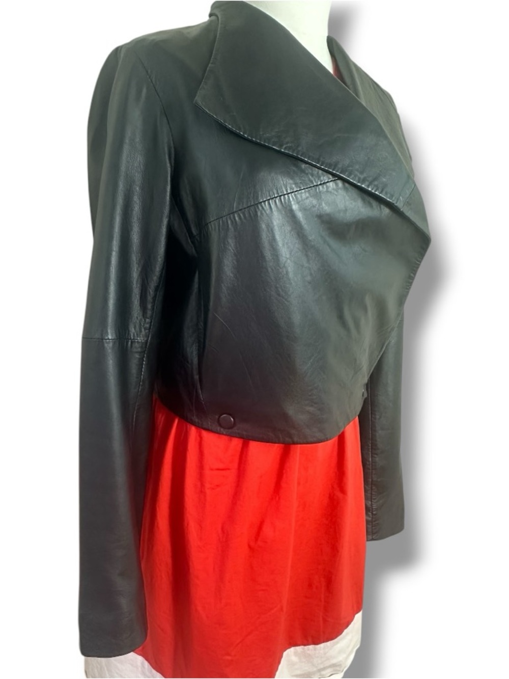 Velvet by Graham & Spencer Black Leather Cropped Jacket size Small - Picture 4 of 16